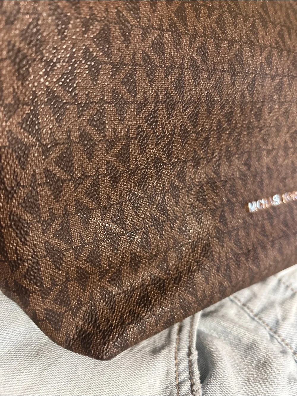 Michael Kors Dark Brown MK Logo Chain-Handle Shoulder Bag